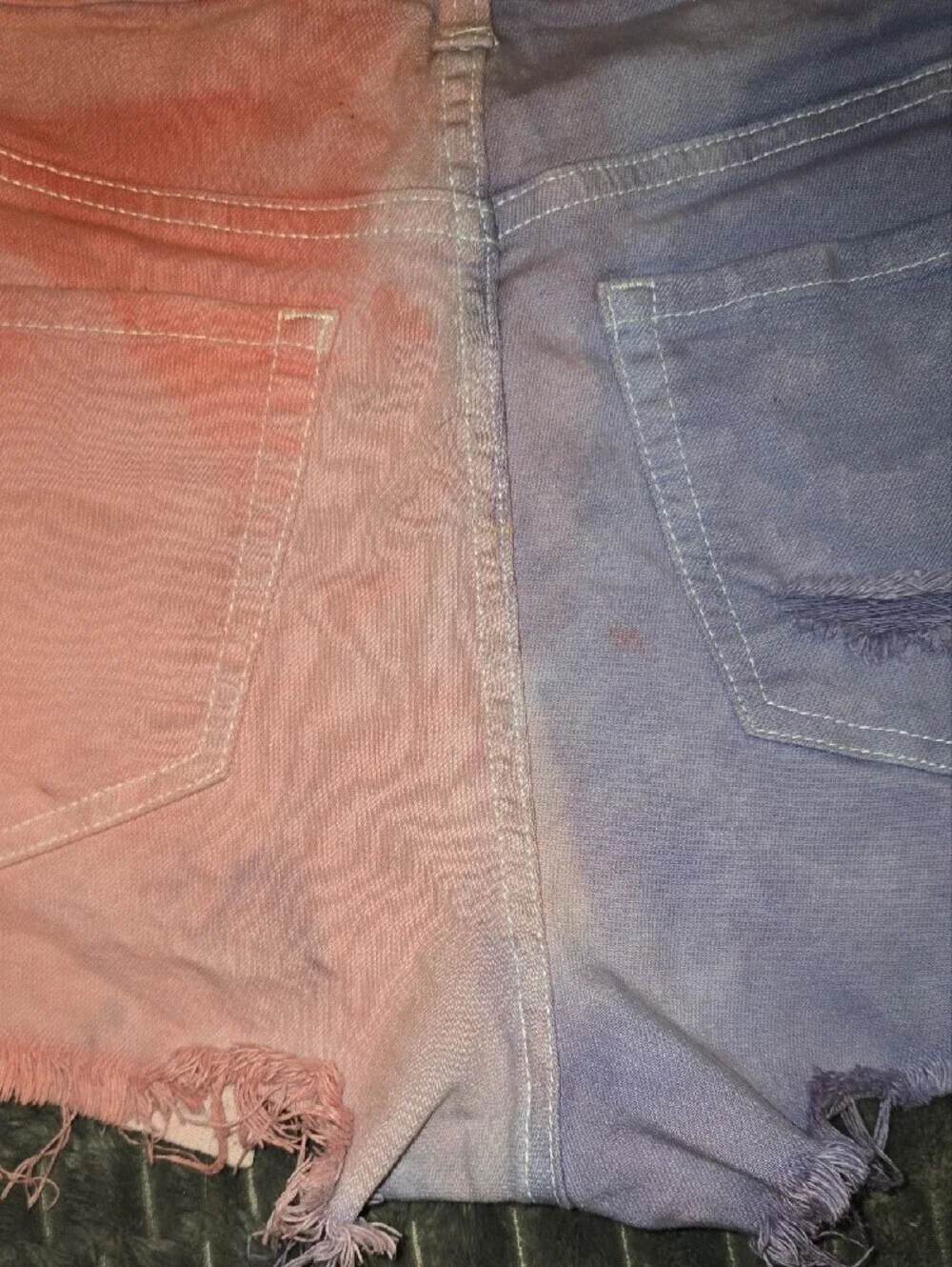 Love Culture Two-Tone Pink & Purple Distressed Jean Shorts LOT-D